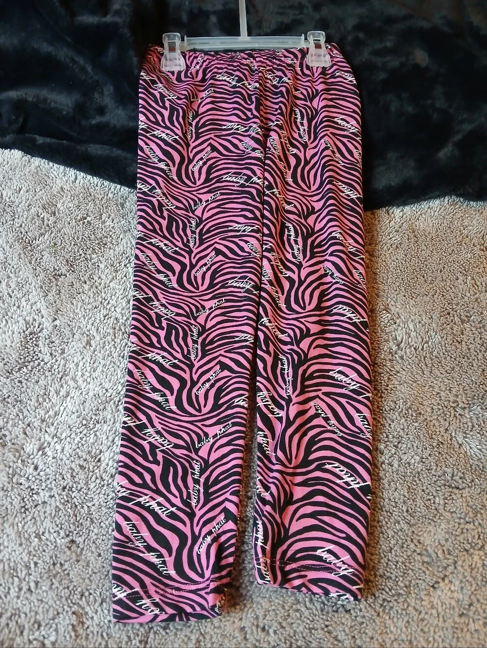 Baby Phat Girls NWT Gray Rainbow Logo Hoodie & Pink Zebra Leggings Set Size 5/6